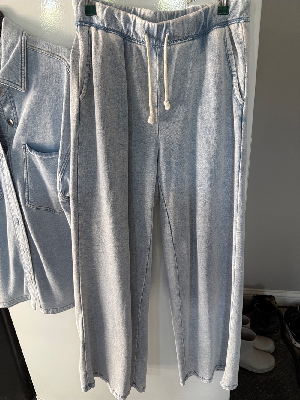 Z Supply Pale Blue Textured Knit Top & Pant set - Picture 4 of 5